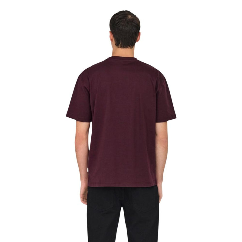 Only & Sons Bordeaux T-shirt van biologisch katoen