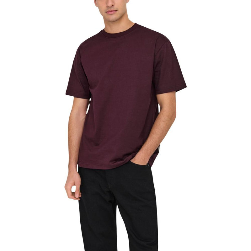 Only & Sons Bordeaux T-shirt van biologisch katoen