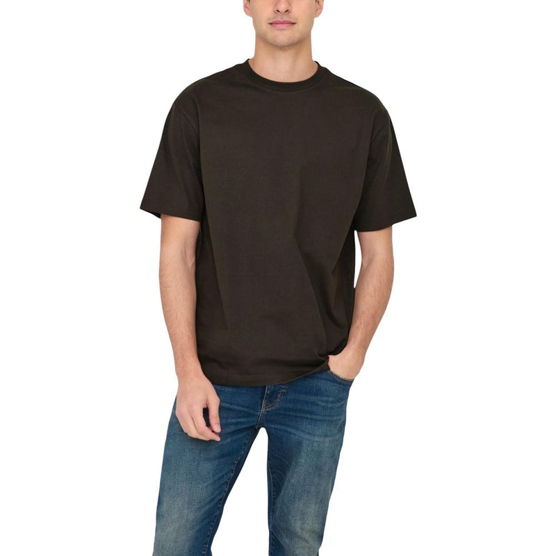 Only & Sons Brown Organic Cotton T-Shirt - Onsfred Life Rlx