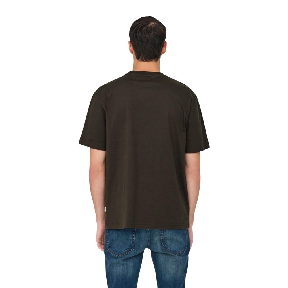 Only & Sons Brown Organic Cotton T-Shirt - Onsfred Life Rlx