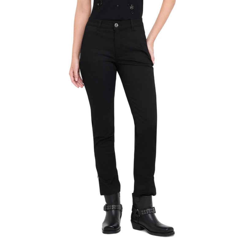 Liu Jo MF5401 T7144 Pantalons Cigarette Noirs en Coton pour Femmes