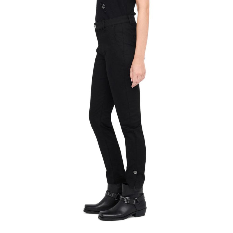 Liu Jo MF5401 T7144 Pantalons Cigarette Noirs en Coton pour Femmes
