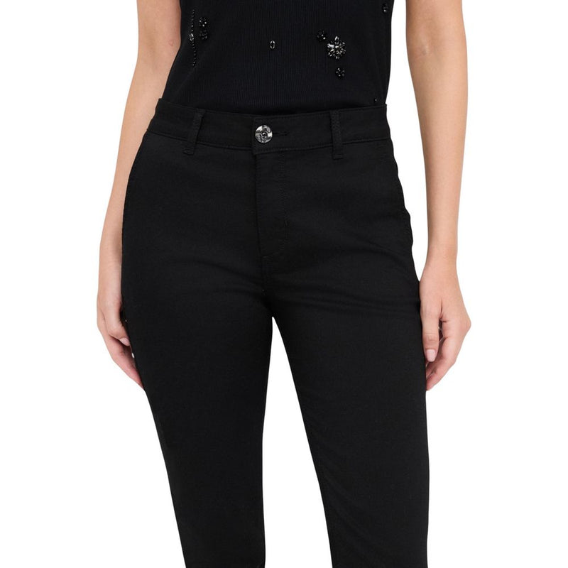 Liu Jo MF5401 T7144 Pantalons Cigarette Noirs en Coton pour Femmes