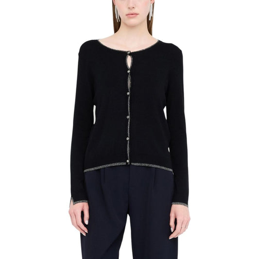 Liu Jo MF5225 MS49I Cardigan en Velours Noir pour Femmes