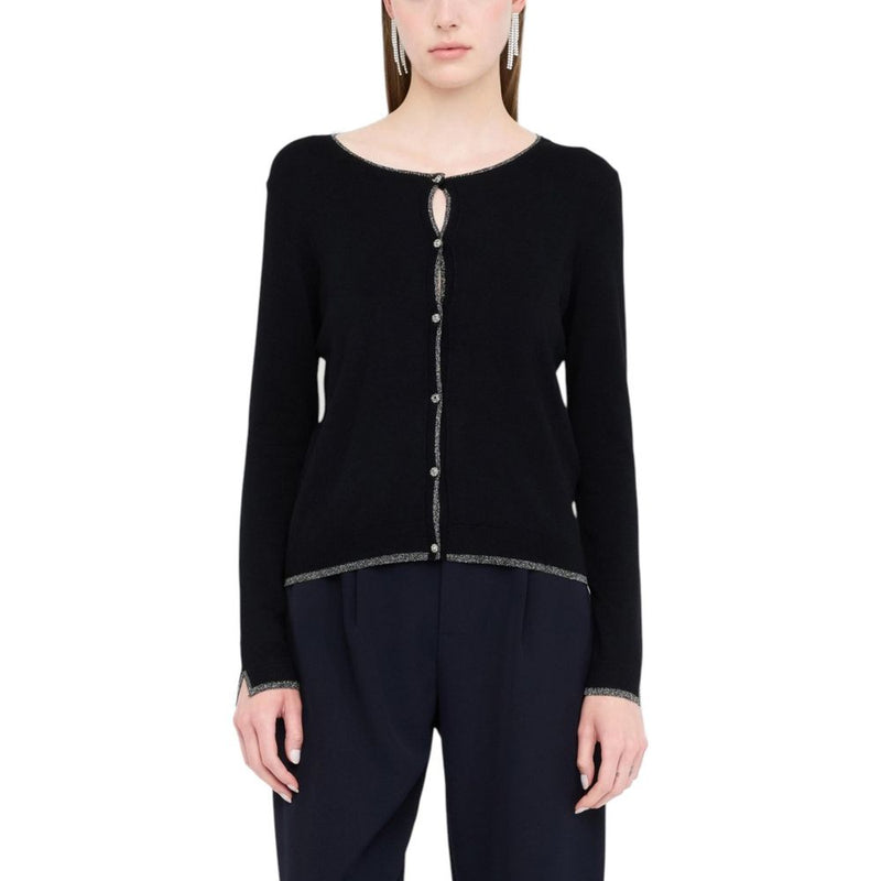 Liu Jo MF5225 MS49I Cardigan en Velours Noir pour Femmes