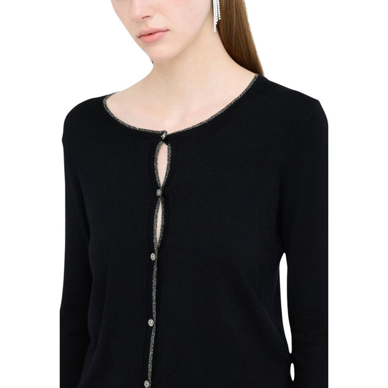Liu Jo MF5225 MS49I Cardigan en Velours Noir pour Femmes