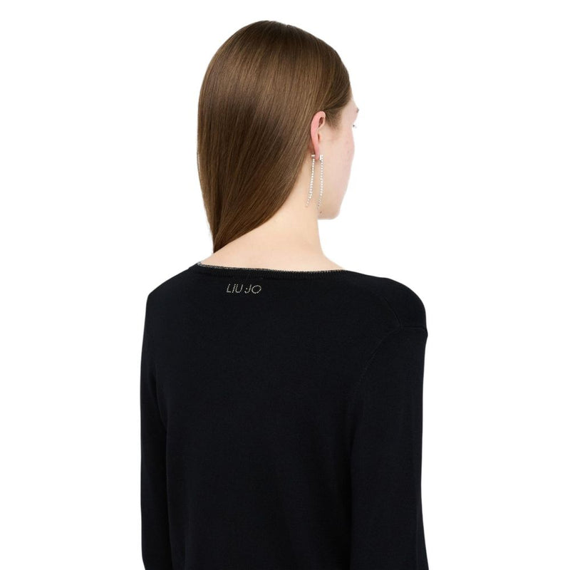 Liu Jo MF5225 MS49I Cardigan en Velours Noir pour Femmes
