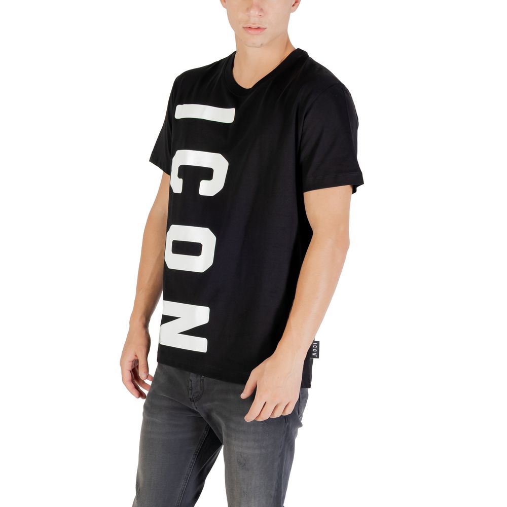 T-shirt en coton Icon ICUF2W6T004 noir et blanc pour homme