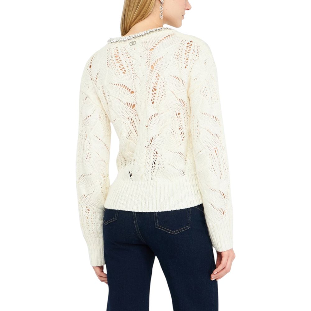 Liu Jo White Marabou Sweatshirt - Stylish Women's Knitwear