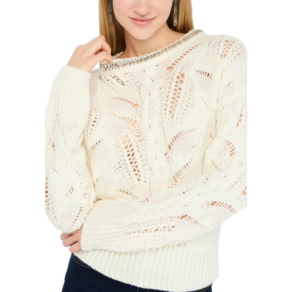 Liu Jo White Marabou Sweatshirt - Stylish Women's Knitwear