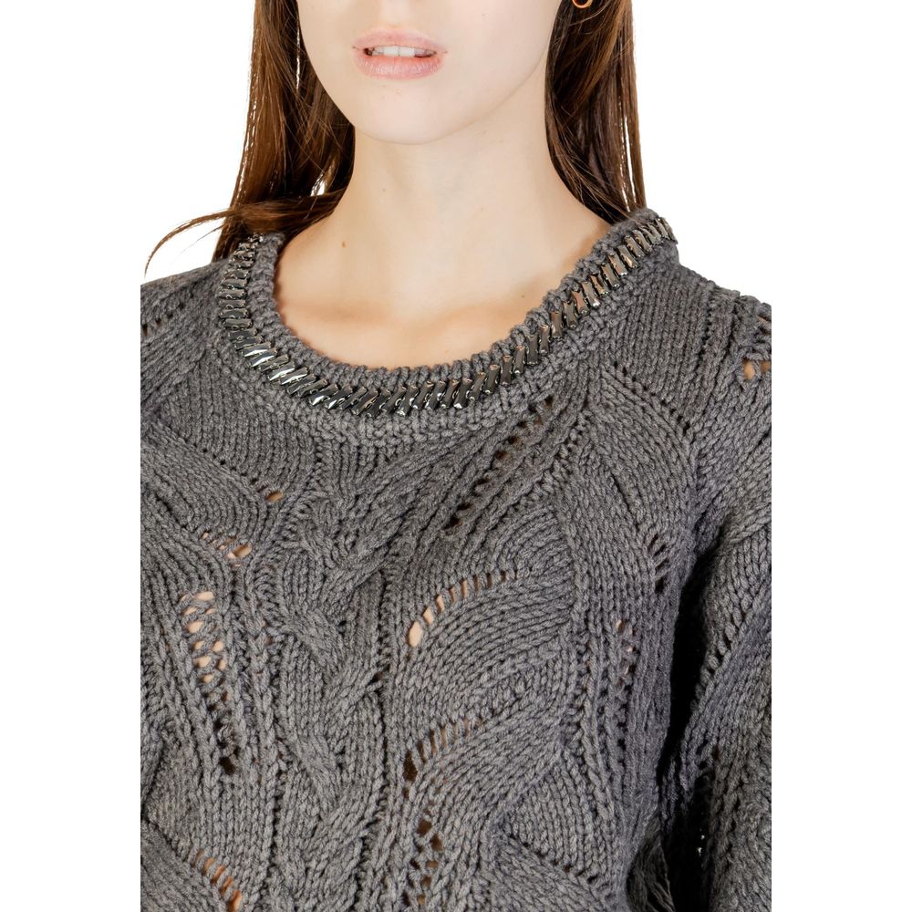 Liu Jo Gray Marabou Sweatshirt - Stylish Knitwear for Women