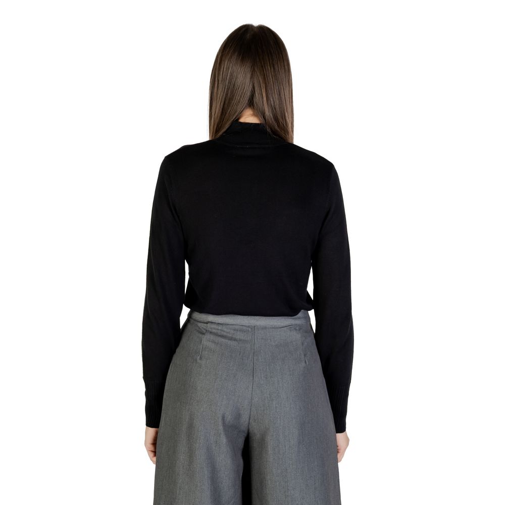 ICHI IHMAFA Black Viscose Turtleneck Sweater for Women