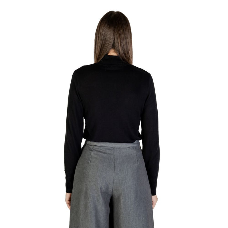 ICHI IHMAFA Black Viscose Turtleneck Sweater for Women