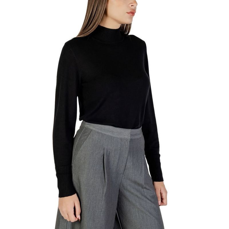 ICHI IHMAFA Black Viscose Turtleneck Sweater for Women