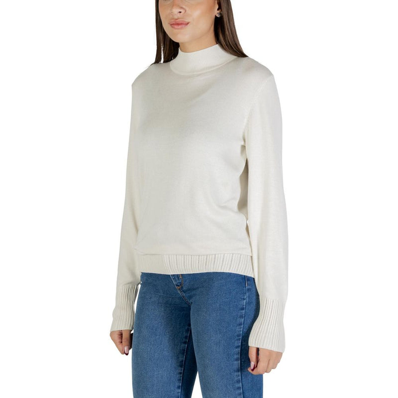 ICHI IHMAFA Beige Viscose Turtleneck Sweater for Women