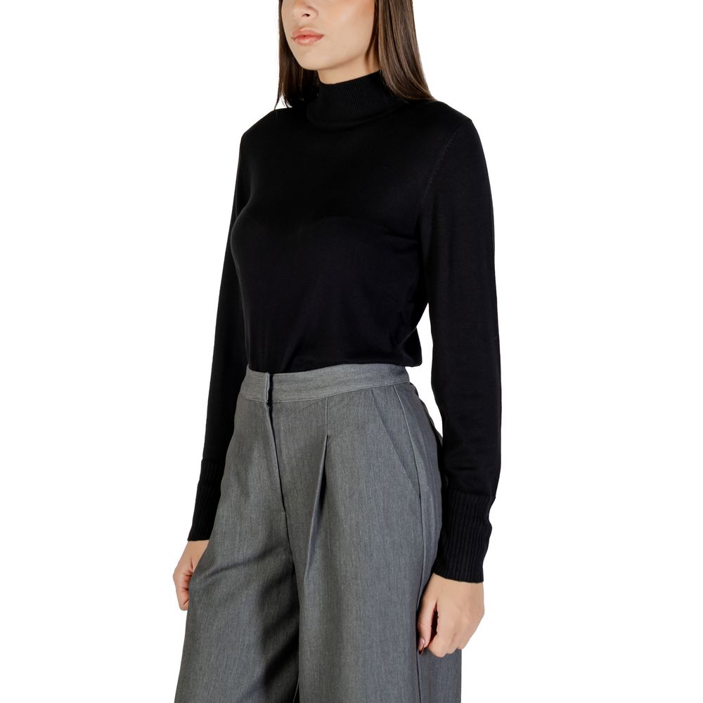 ICHI IHMAFA Black Viscose Turtleneck Sweater for Women