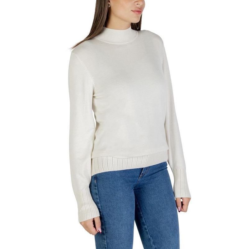 ICHI IHMAFA Beige Viscose Turtleneck Sweater for Women