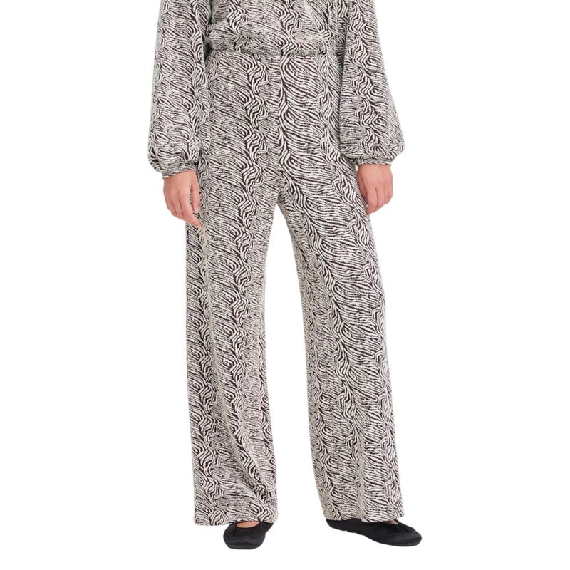 ICHI IHOELLY PA3 Brown Casual Palazzo Pants for Women