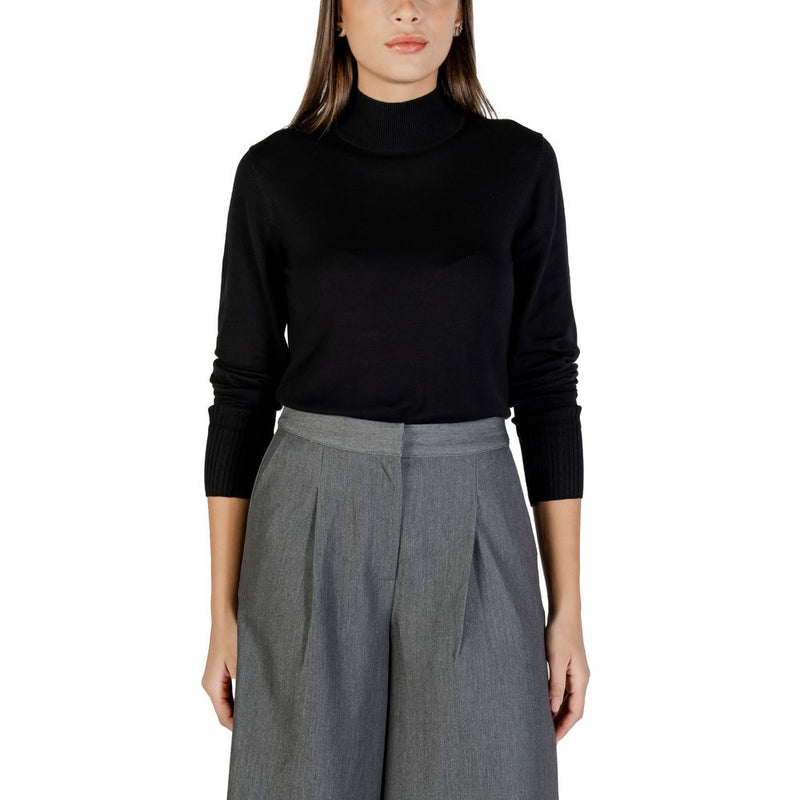 ICHI IHMAFA Black Viscose Turtleneck Sweater for Women