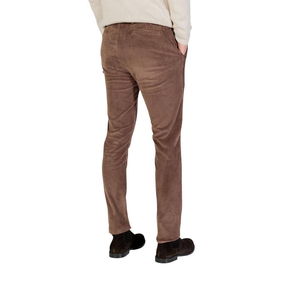 Borghese Brown Cotton Casual Pants for Men - Slim Fit