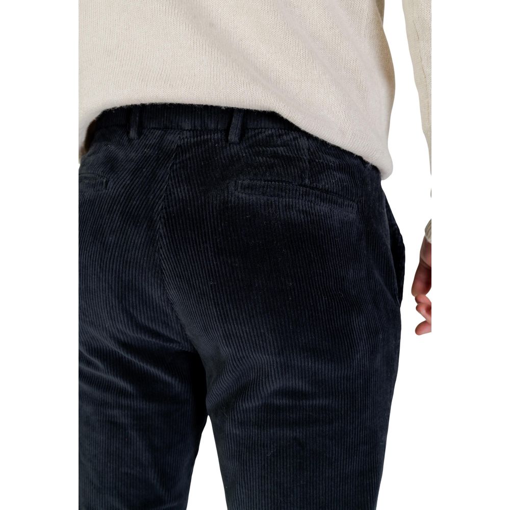 Borghese Blue Cotton Casual Pants for Men