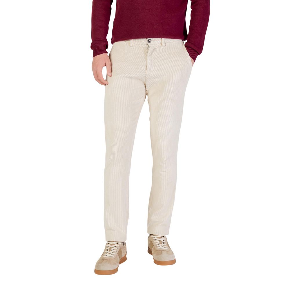 Borghese 5WPA01 Beige Cotton Slim Trousers for Men