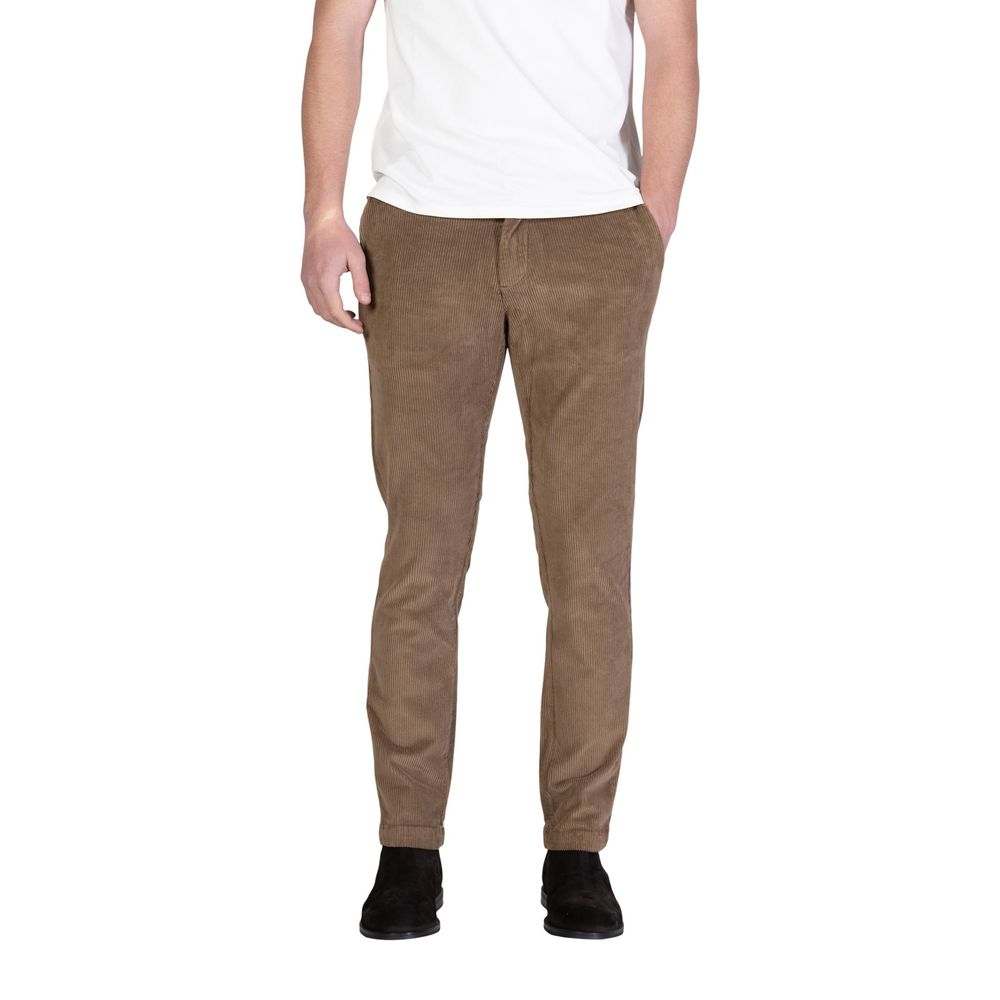 Borghese Brown Cotton Casual Pants for Men