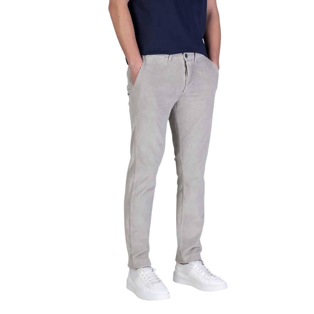 Borghese Gray Cotton Casual Pants for Men