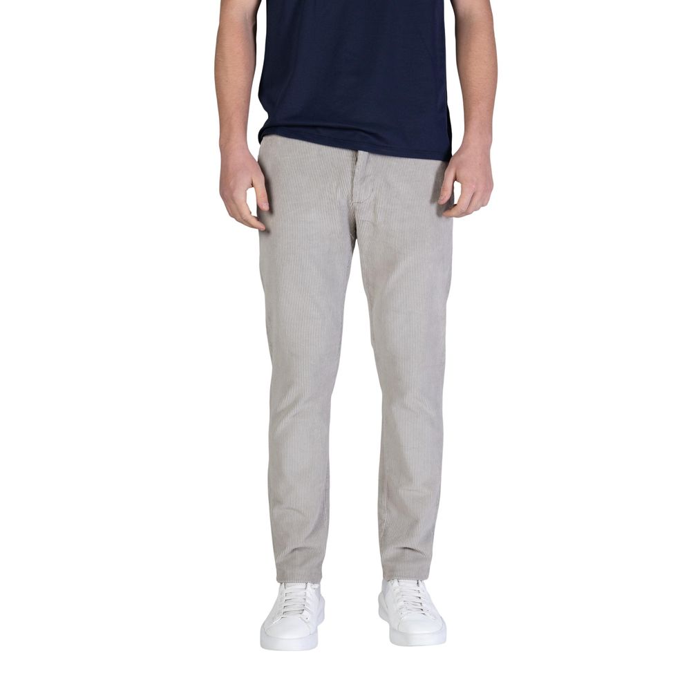Borghese Gray Cotton Casual Pants for Men