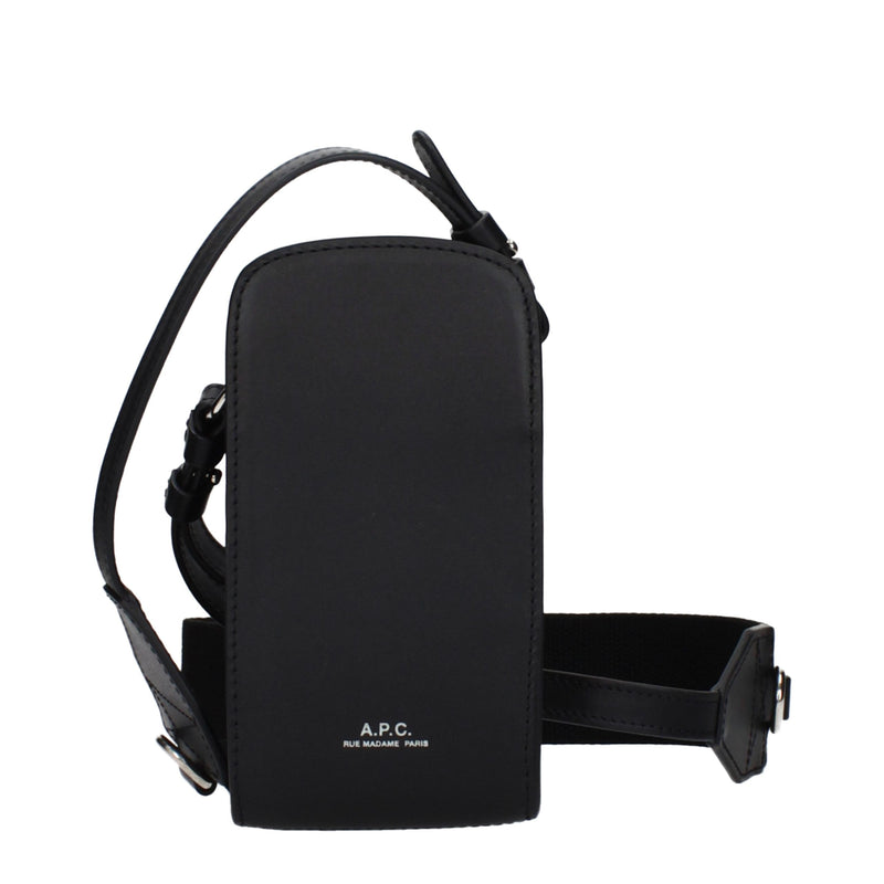 A.P.C. Black Leather Crossbody Bag - Stylish & Durable for Men