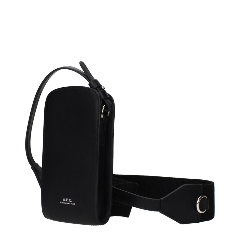 A.P.C. Black Leather Crossbody Bag - Stylish & Durable for Men