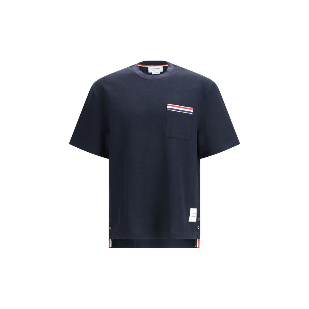 Thom Browne Blue Cotton-Linen T-Shirt for Men