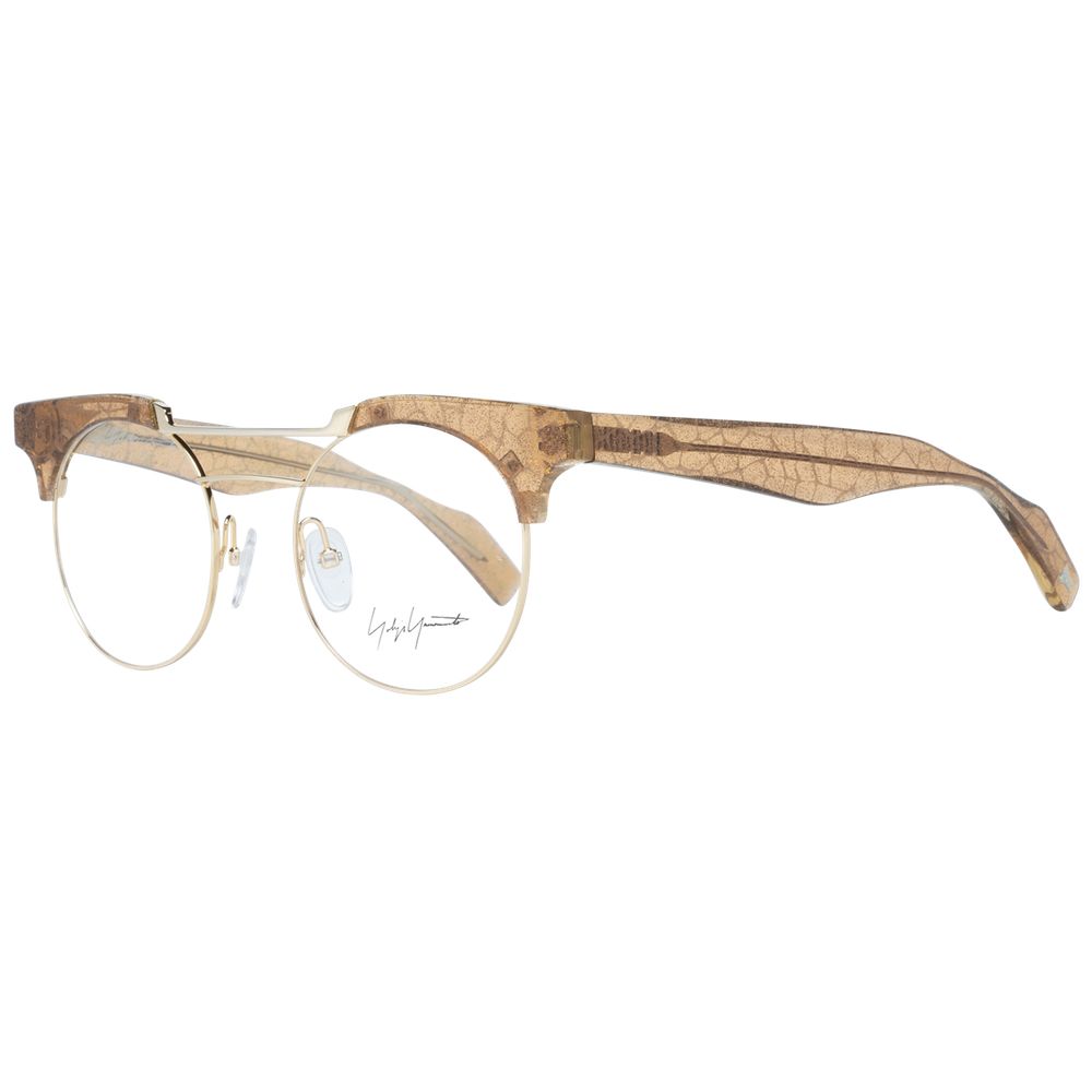 Yohji Yamamoto Gold Metal & Plastic Round Glasses Frames for Women