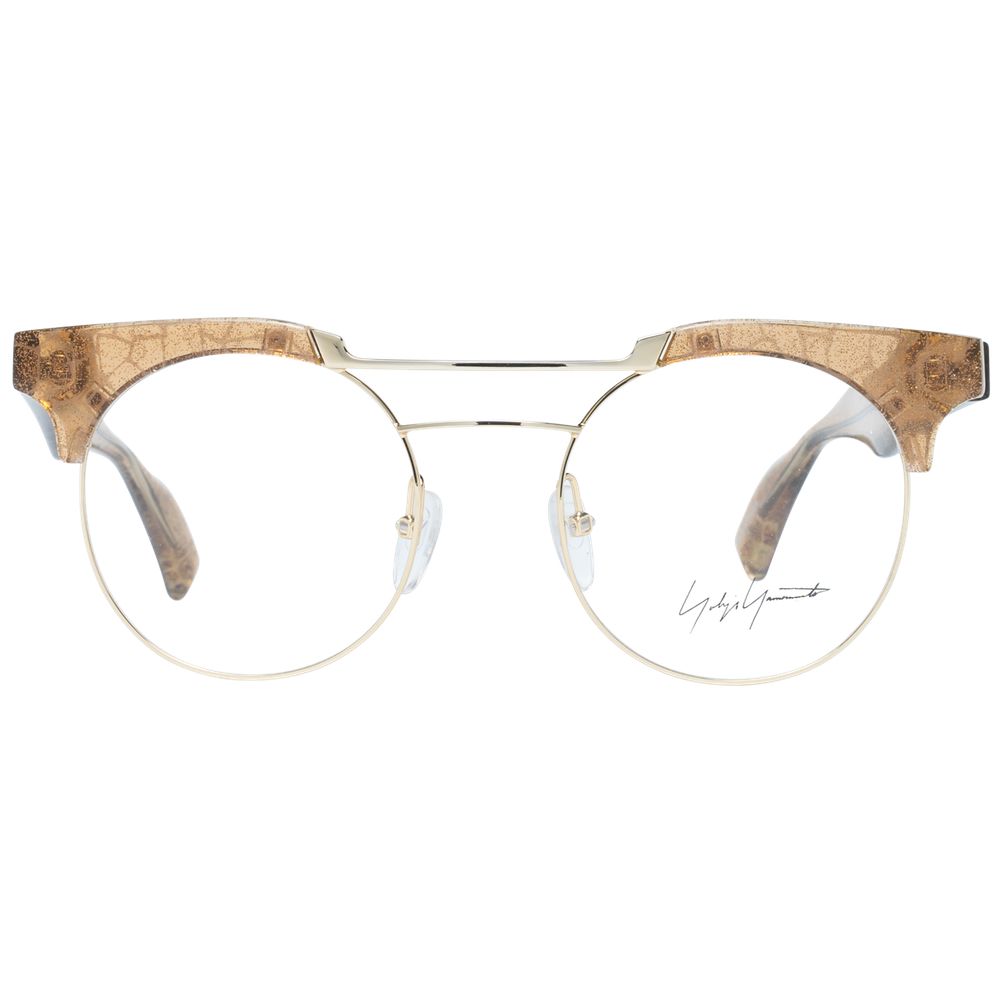Yohji Yamamoto Gold Metal & Plastic Round Glasses Frames for Women