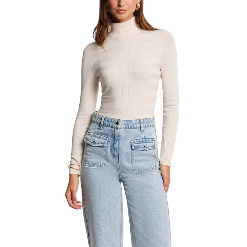 Morgan De Toi Beige Viscose Turtleneck Sweater for Women
