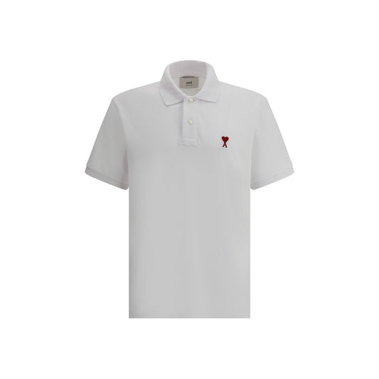 Ami Paris White Cotton Polo Shirt - Classic & Stylish