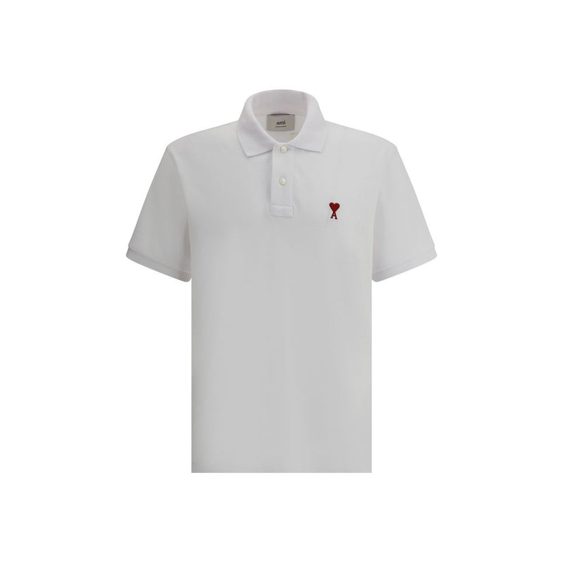 Ami Paris White Cotton Polo Shirt - Classic & Stylish