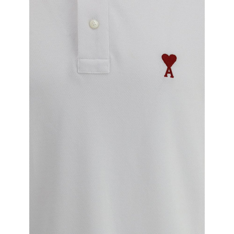 Ami Paris White Cotton Polo Shirt - Classic & Stylish