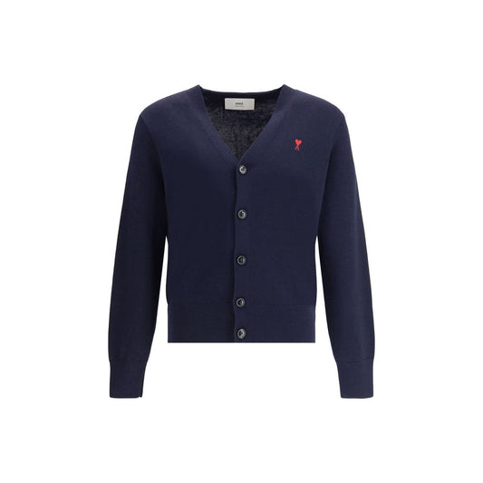 Ami Paris Blue Wool Cardigan - Ami De Coeur