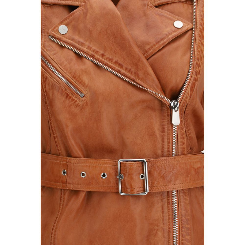 PINKO Brown Goatskin Gypsy Biker Vest for Women