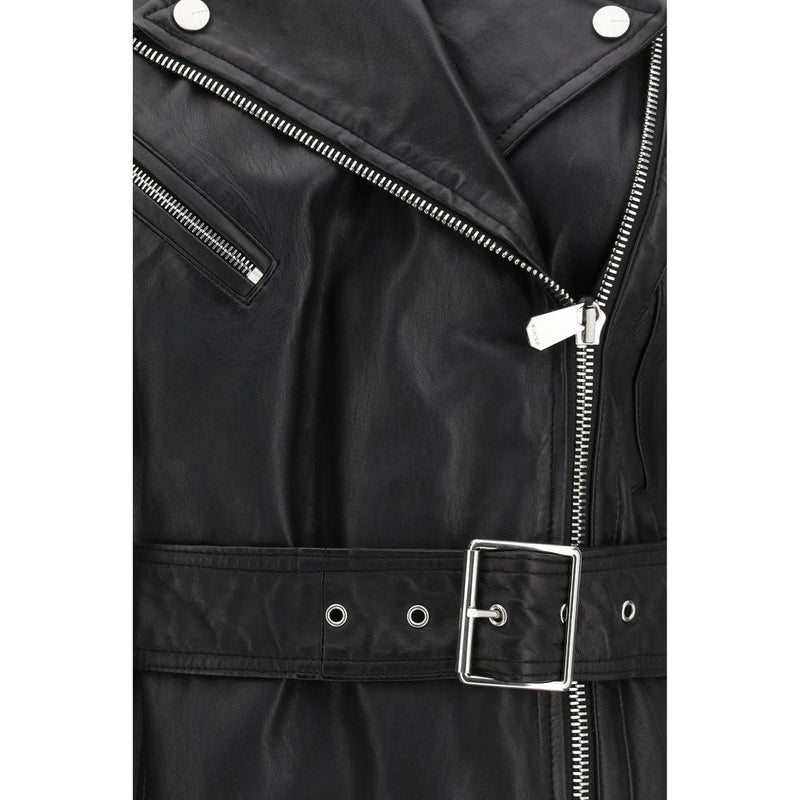 PINKO Black Goatskin Sleeveless Jacket for Women