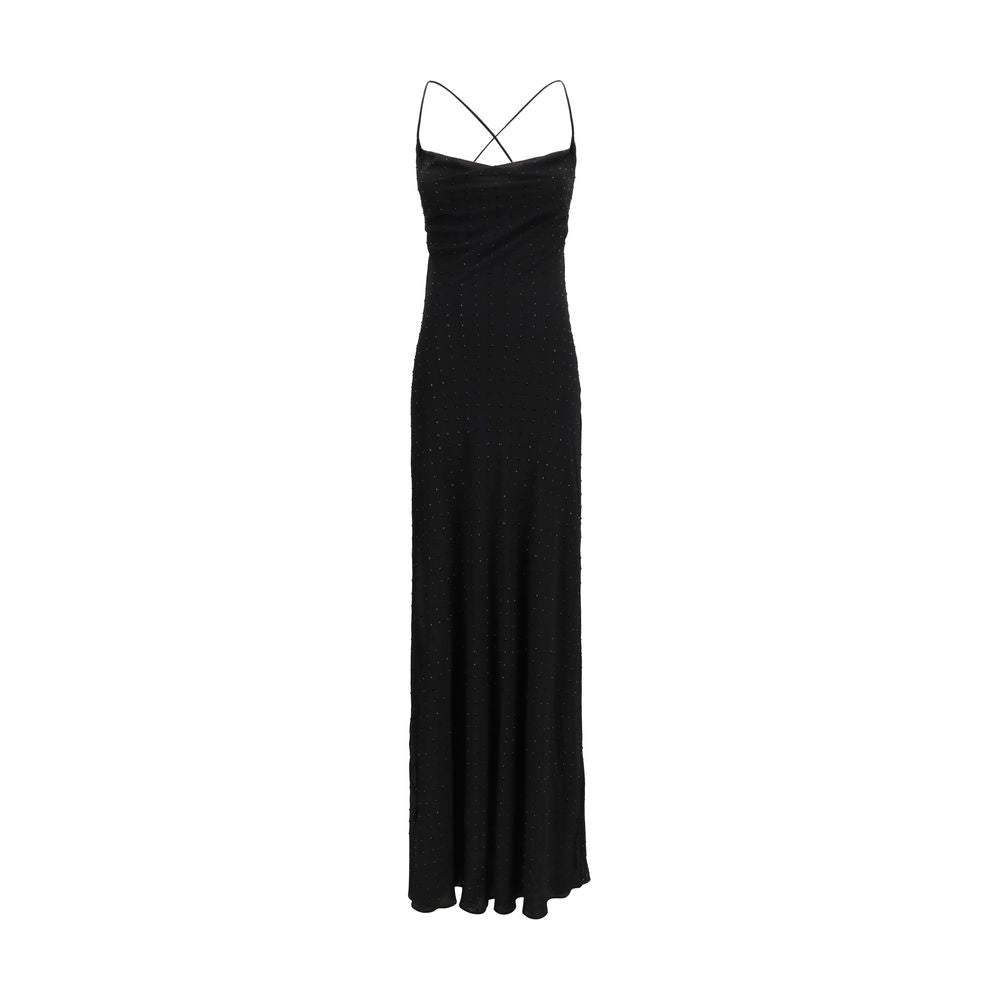 PINKO Black Polyester Cocktail Dress with Strass Embellishments