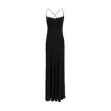 PINKO Black Polyester Cocktail Dress with Strass Embellishments