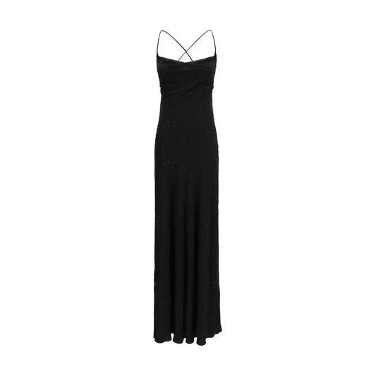 PINKO Black Polyester Cocktail Dress - Strass Slipdress