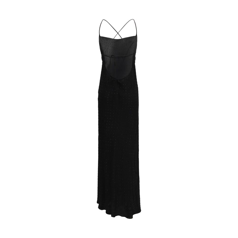 PINKO Black Polyester Cocktail Dress with Strass Embellishments