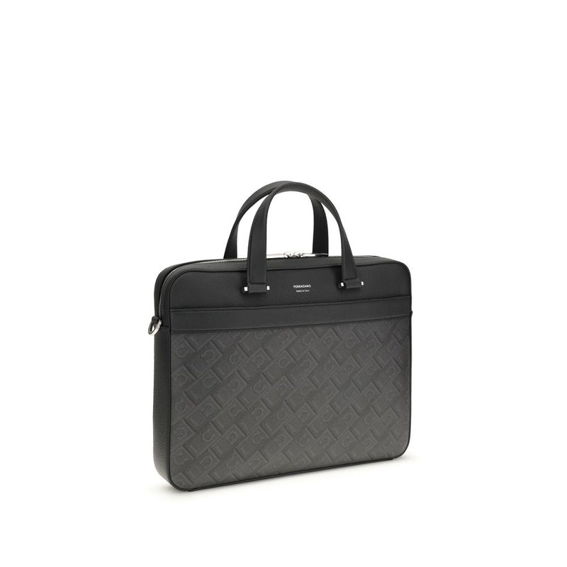 Attaché-case Ferragamo en cuir de veau gris Bos Taurus