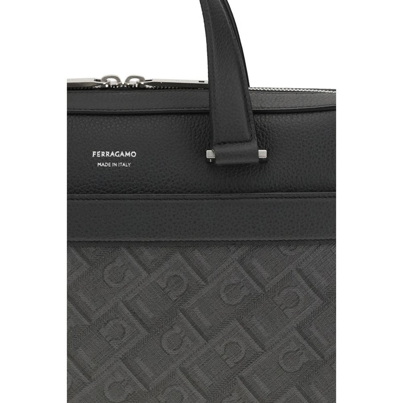 Attaché-case Ferragamo en cuir de veau gris Bos Taurus