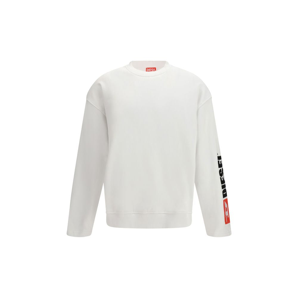 Diesel White Cotton Logo Sweatshirt for Men