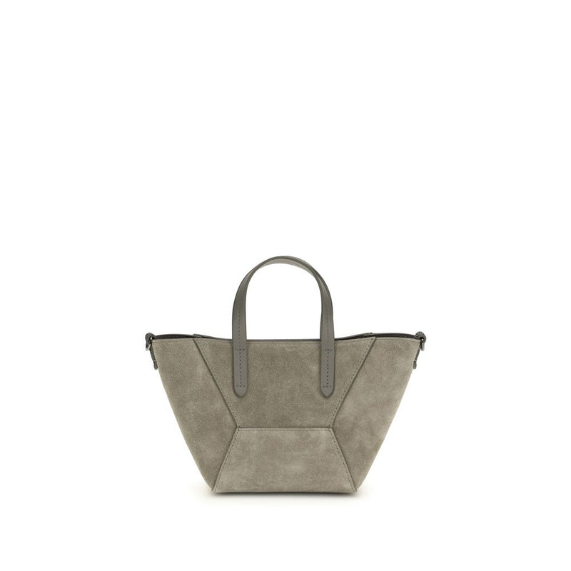Brunello Cucinelli Brown Calf Leather Bos Taurus Shoulder Bag