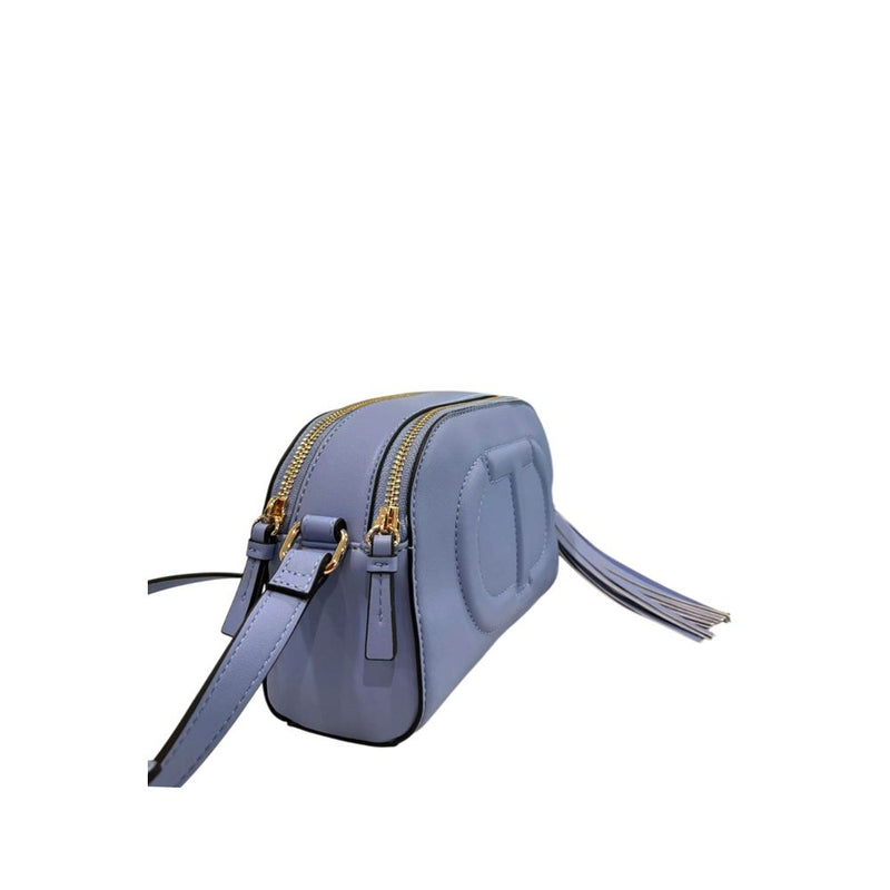 Twinset Blue PU Women Crossbody Bag with Fringe Detail